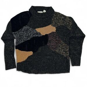 Vintage thrashed multi fabric multi pattern sweater.